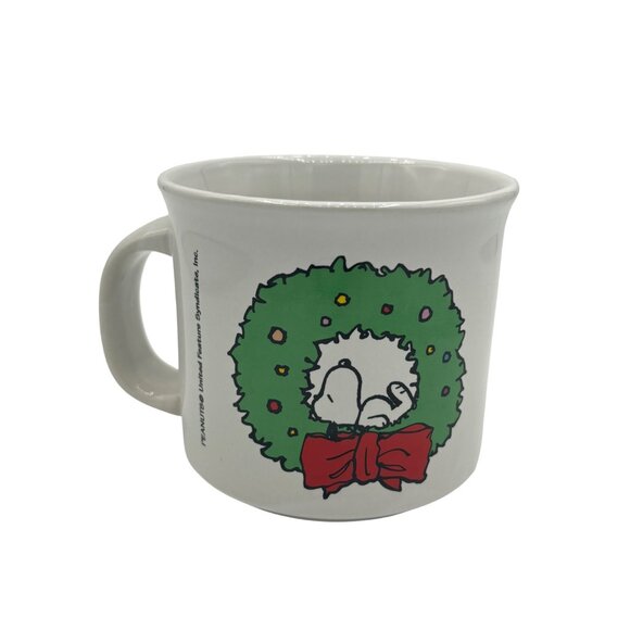 Vintage Snoopy Christmas Wreath Mug Charlie Brown Tea, Coffee, Hot Cocoa Oversiz - Picture 4 of 11